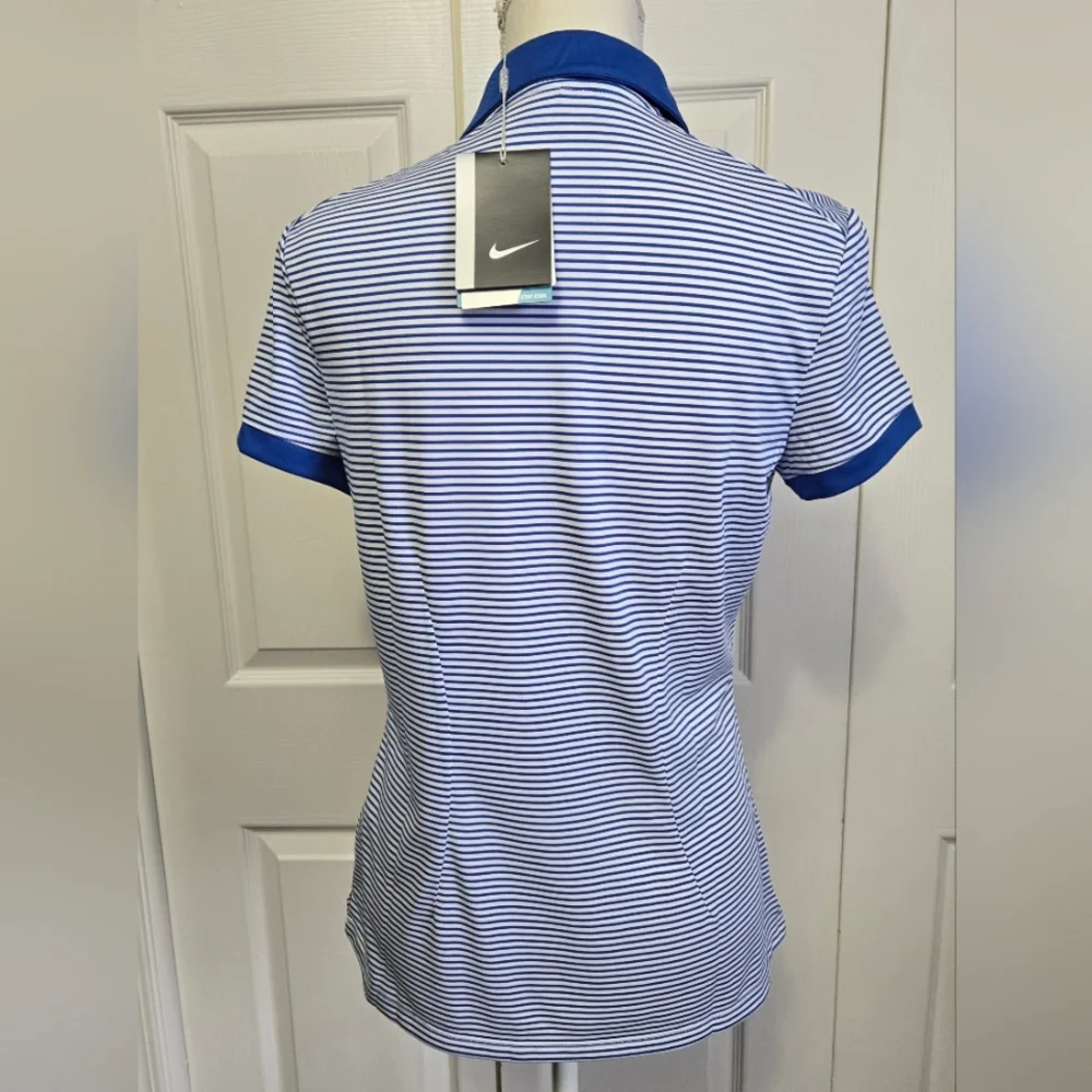 Blue Striped Nike Dri-Fit Golf Polo Shirt, NWT